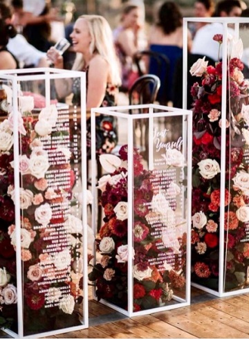 plan de table mariage colonne en plexiglas